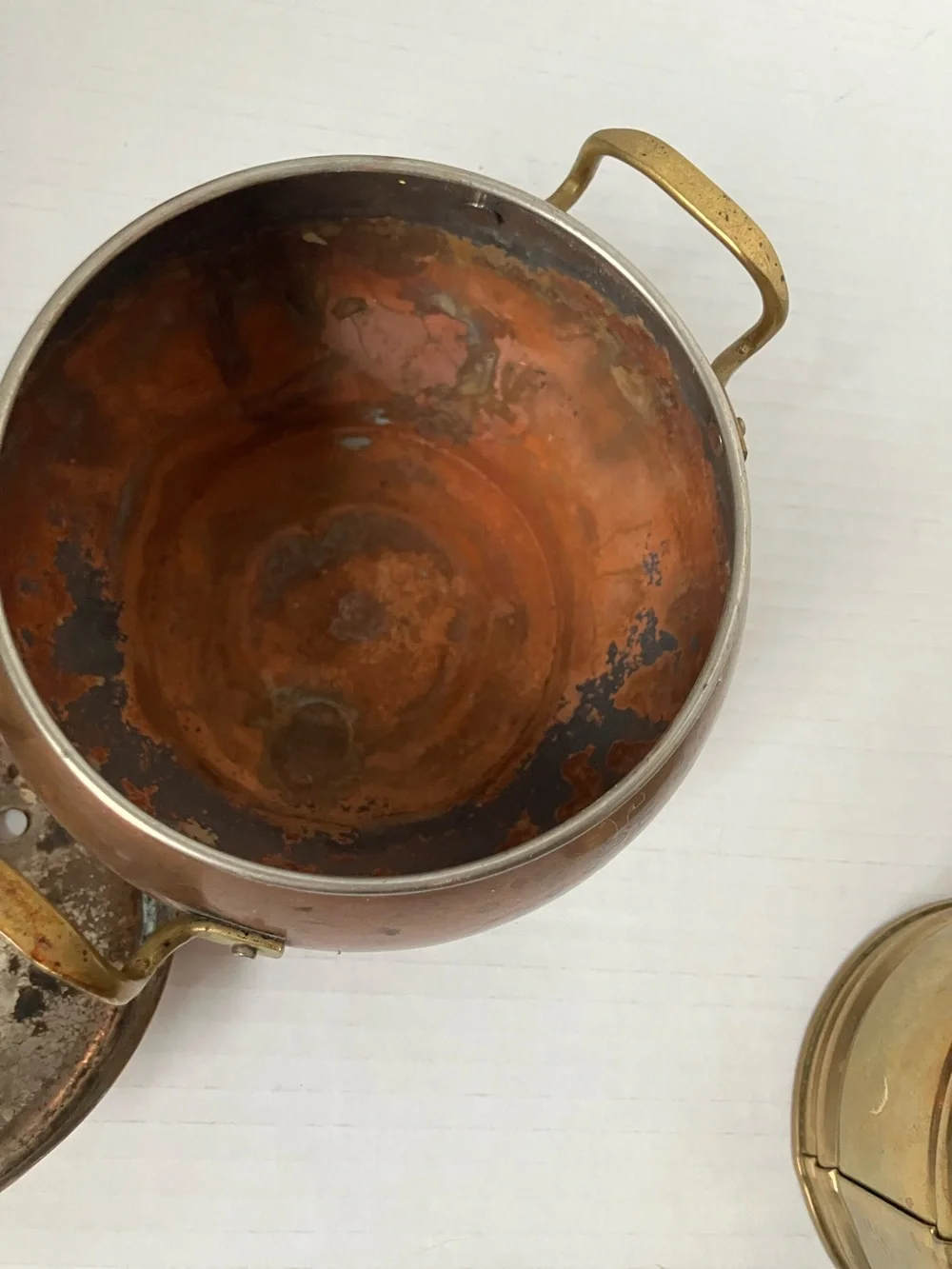 Vintage Copper and Brass Decorative Duo - Potpourri Pot‎ & Small Planter 70s 80s